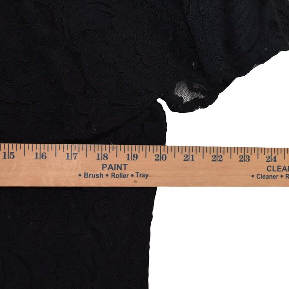 Lauren Ralph Lauren Black Lace Midi Dress 18 V-Neck Flutter Sleeve - Picture 7 of 8